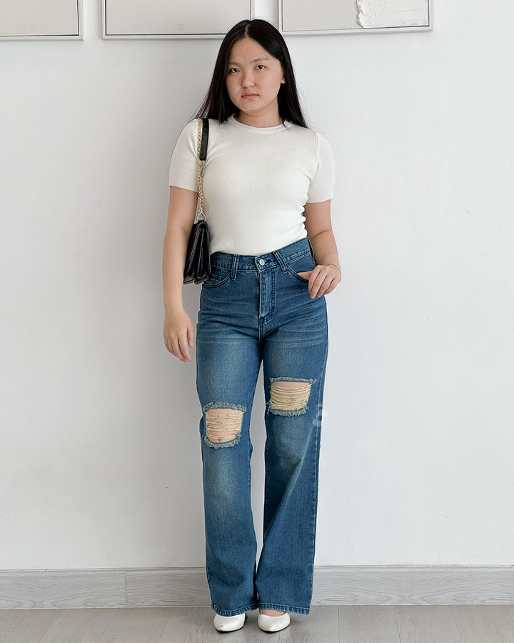 Zelda Ripped Straight Jeans